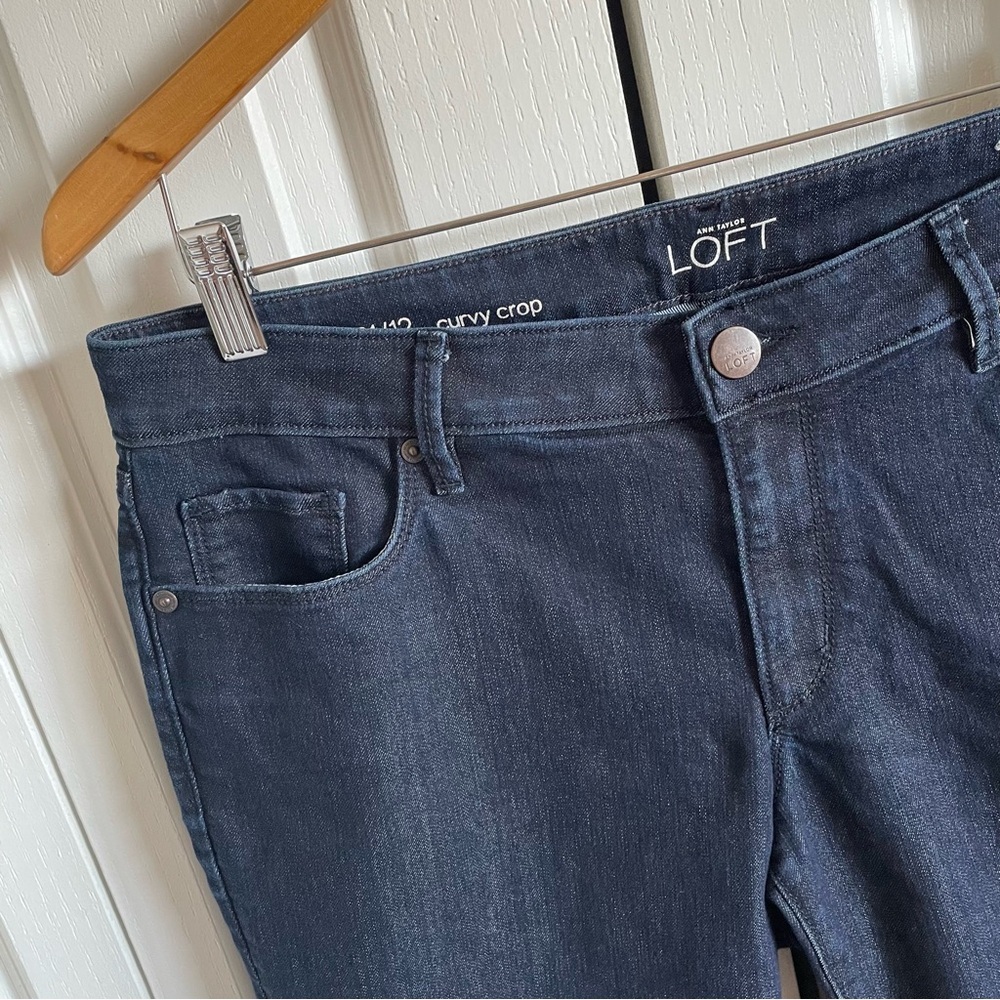 Loft Curvy Crop Jeans Pants Women’s 12 Dark Wash Blue Casual Boho Stretch EUC - Picture 3 of 10